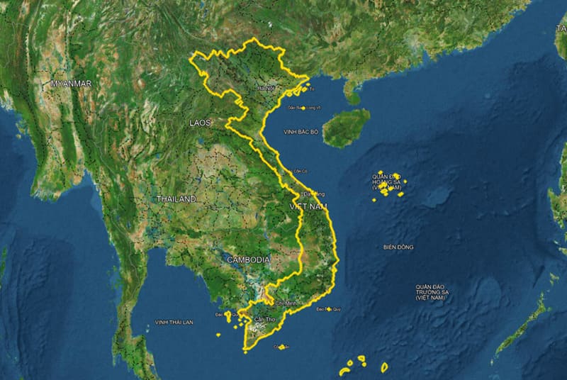 Vietnam has a distinctive S-shaped coastline