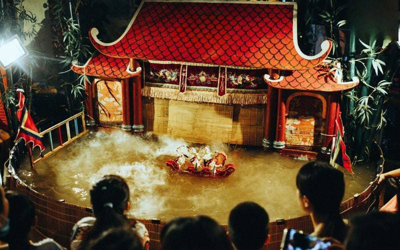 A water puppet show