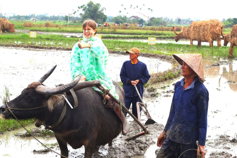 Trying a traditional buffalo ride