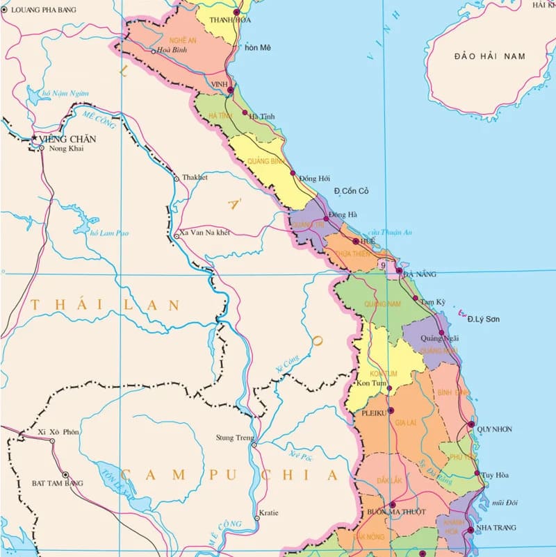 Map of Central Vietnam