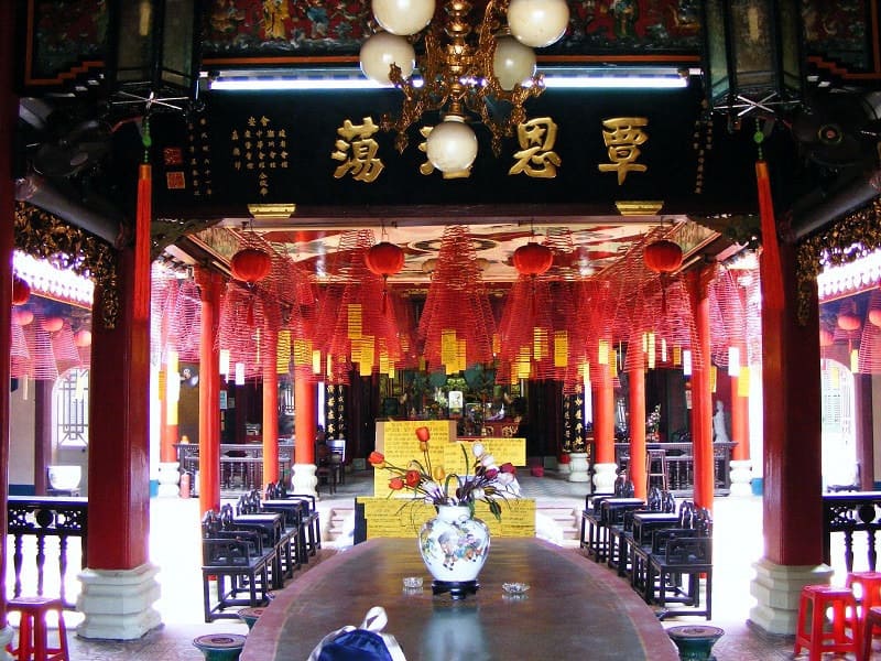 Incense coils hanging from the ceiling