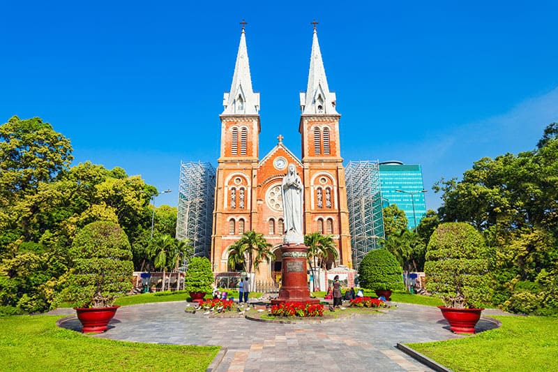 The square of Saigon Notre Dame Cathedral