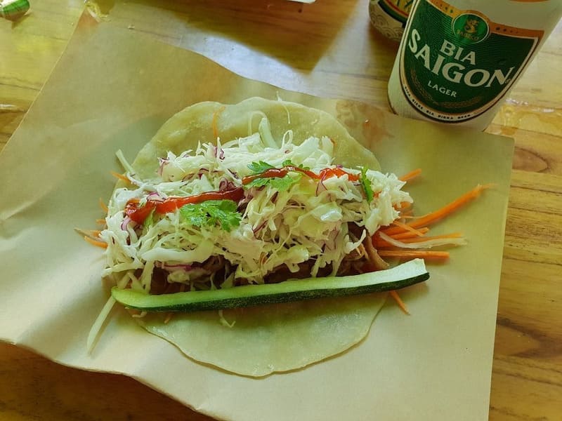 Taco with beer at Tacos NGON