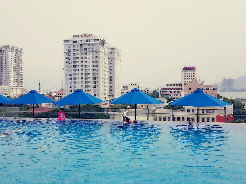 View of rooftop pool Da Nang city