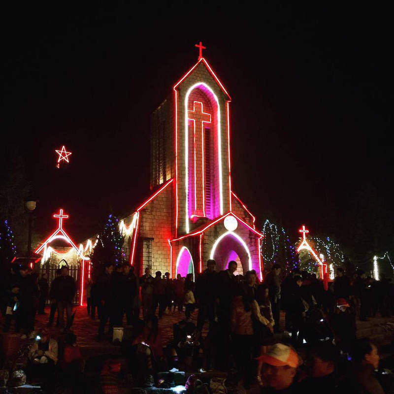The Stone Church at night
